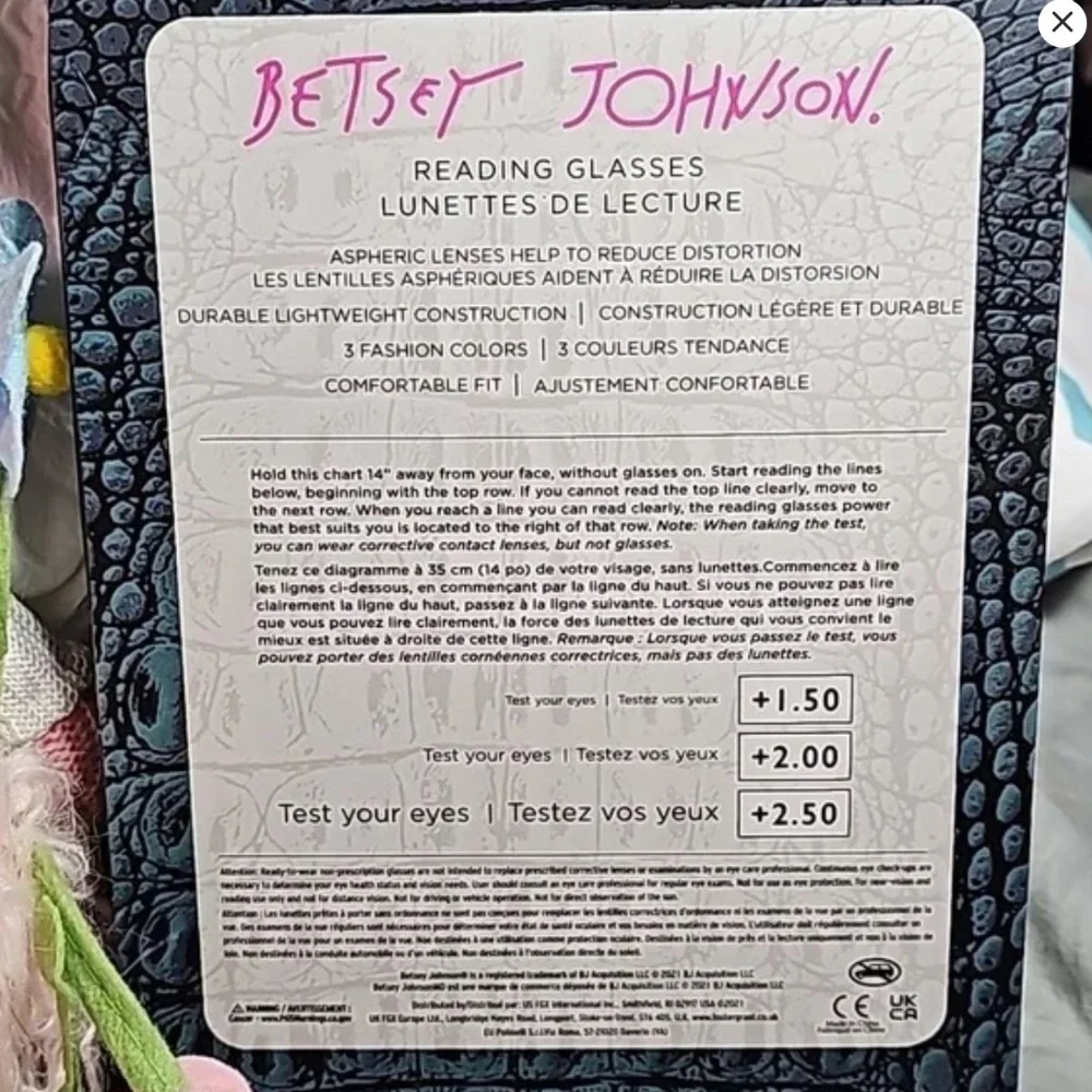 NIB! Betsey Johnson Stylish Set of 3 Reading Glasses! Strength +2.50